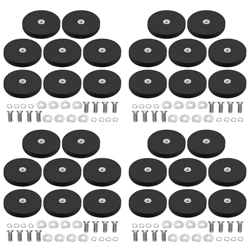 Uooduby 32Er-Pack Gummibeschichteter Magnet,Neodym-Magnetbasis mit Gummibeschichtung,Ø 43 mm,Kratzfester Magnet,M6-AußEngewinde,Schwarz von Uooduby