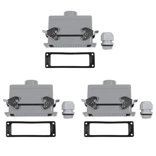 Uooduby 3X Rechteckige H24B-He-024-1 Hoch Leistungs Verbinder 24 Polige Ader Leitungen 16A 500V Schrauben Füße Aviation Sockel, 139x43x72Mm Uooduby 3X Rechteckige H24B-He-024-1 Hoch Leistungs Verbinder 24 Polige Ader Leitungen 16A 500V Schrauben Füße Aviation Sockel, 139x43x72Mm von Uooduby
