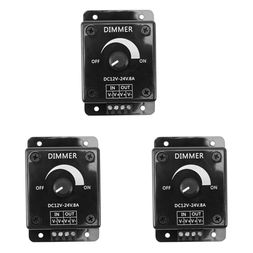 Uooduby 3X Schwarzer LED Dimmer Schalter DC 12V 24V 8A Einstellbarer Helligkeits Lampen Birnen Streifen Fahrer Einfarbiges Licht Stromversorgungs Steuergeraet Uooduby 3X Schwarzer LED Dimmer Schalter DC 12V 24V 8A Einstellbarer Helligkeits Lampen Birnen Streifen Fahrer Einfarbiges Licht Stromversorgungs Steuergeraet von Uooduby