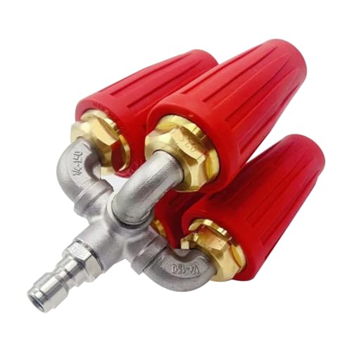 Uooduby 4-in-1-Turbinendüse, Hochdruckreiniger, 2,0-Öffnung, vierfach, 360° drehbare Turbinendüse, 6,35 mm Schnellanschluss, Rot von Uooduby