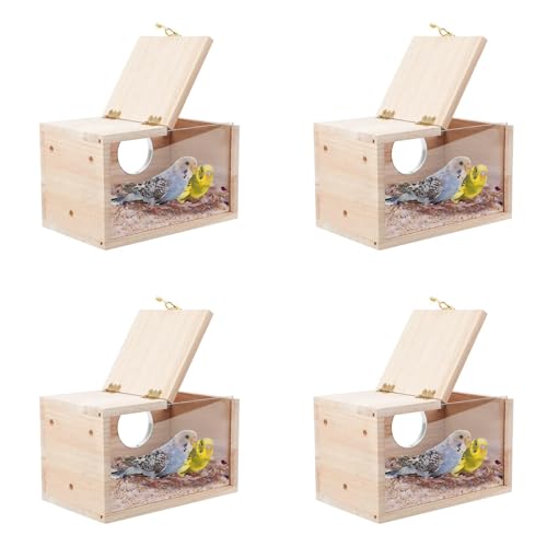 Uooduby 4X Sittich Nistkasten Transparent Vogelhaus für Käfig Holz Brutkasten für Papageien Sittiche Nymphensittiche Nymphensittiche Lovebirds Uooduby 4X Sittich Nistkasten Transparent Vogelhaus für Käfig Holz Brutkasten für Papageien Sittiche Nymphensittiche Nymphensittiche Lovebirds von Uooduby