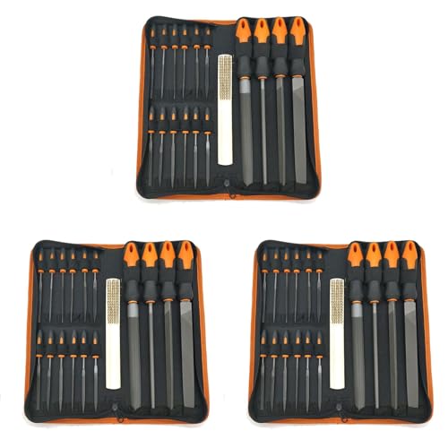 Uooduby 51 Teiliges Feilen Set Geschmiedetem Legiertem Stahl Trage Tasche, PräZiser Flacher/Dreieckiger/Halb Runder/Runder GroßEr Feile und 36 Teiliger Nadel Feilen, Form Werkzeug von Uooduby