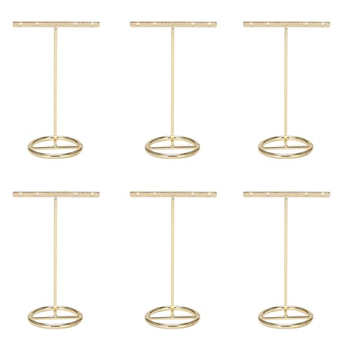 Uooduby 6X Ohrringe Display Stand Gold Ohrringe Display Rack T-Form Ohrringe Vitrine Golden Groß von Uooduby