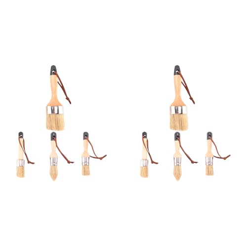 Uooduby 8 Stück Kreide- und Wachspinsel für MöBel, Kleiner Runder Ovaler Pinsel mit Naturborsten zum Malen oder Wachsen von Uooduby