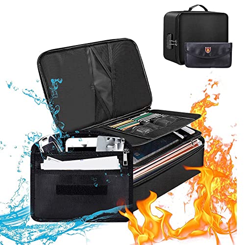 Uooduby Feuerfeste Akten-Organizer-Taschen, feuerfeste und wasserdichte Dokumentenbox mit Geldtasche, feuerfeste sichere Tasche mit Schloss Uooduby Feuerfeste Akten-Organizer-Taschen, feuerfeste und wasserdichte Dokumentenbox mit Geldtasche, feuerfeste sichere Tasche mit Schloss von Uooduby