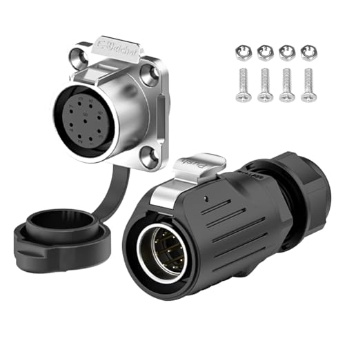 Uooduby Industrieller Wasserdichter Steckverbinder IP68 Schnellsteckbarer Rundsteckverbinder Anti-Interferenz-Shell-Steckverbinder Langlebig Einfache Installation Einfach zu Verwenden (9-Polig) von Uooduby
