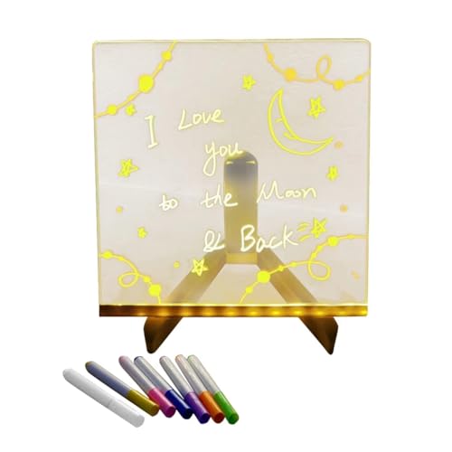 Uooduby LED-Notizblock mit Farben, Beleuchteter Acryl-Notizblock mit Farben, Notizblock mit Verstellbarem Ständer und 7 Stiften von Uooduby