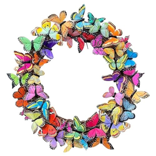 Uooduby Osterdekorationen, Türkranz Schmetterling Wanddekor Sommer Blumenkranz für Indoor Outdoor Zuhause Dekoration, Feine Verarbeitung von Uooduby