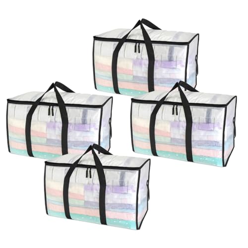 Uooduby Transparente Umzugstaschen für Hohe Beanspruchung - 4er-Pack 90-Liter-Aufbewahrungstaschen mit Stabilen Griffen, Reißverschluss, Wasserdicht, Halbtransparent Uooduby Transparente Umzugstaschen für Hohe Beanspruchung - 4er-Pack 90-Liter-Aufbewahrungstaschen mit Stabilen Griffen, Reißverschluss, Wasserdicht, Halbtransparent von Uooduby