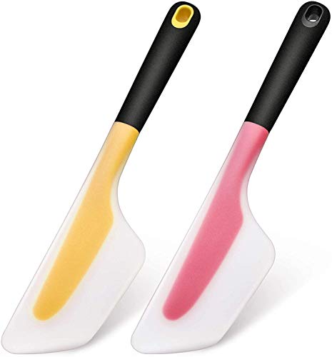 Uooker 2 Stück Omelett Spatel Silikon Antihaft-Omelettschaber, weicher Silikon Spatel rutschfester Griff für Küchenomelett, Silikonpigmentschaber Gebäck Backwerkzeuge von Uooker