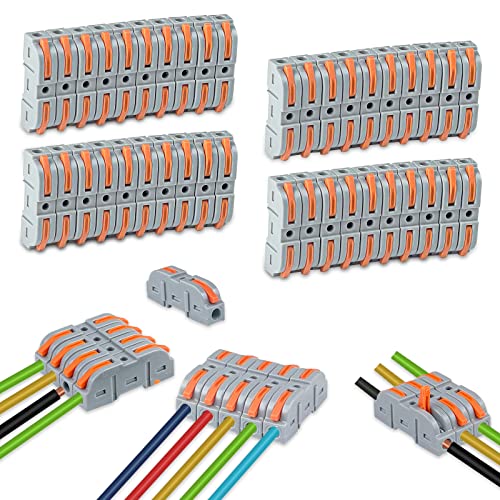 Uootach 40 Stück Kabelverbinder, Drahtverbinder Steckklemme mit Hebel, Kombinierbare Kompaktklemmen Beide Seiten des Drahtclips sind frei kombinierbar, 4mm² Leiterklemme mit Hebel von Uootach