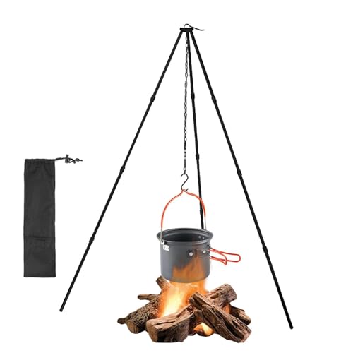 Uoqpty Stativ zum Kochen über dem Feuer - Herdstativ Campingzubehör | Outdoor-Camp-Stativ mit verstellbarer Hängekette, Aluminiumlegierung, leichte, faltbare Überlebensausrüstung Uoqpty Stativ zum Kochen über dem Feuer - Herdstativ Campingzubehör | Outdoor-Camp-Stativ mit verstellbarer Hängekette, Aluminiumlegierung, leichte, faltbare Überlebensausrüstung von Uoqpty
