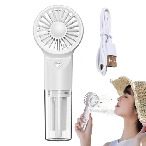 Uoqpty Tragbarer Ventilator Mit Sprühnebel | USB-Aufladbar 4 Geschwindigkeitsstufen Tragbarer Ventilator Sprüher,Für Sommer Reise Camping Küche Haus Park von Uoqpty