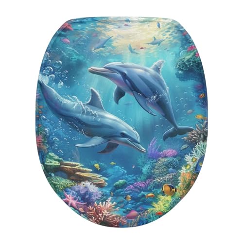Uorisanigo Delphin Toilettensitz-Deckelbezug, länglich, oval, weicher und bequemer Stoff, benutzerdefinierter Toilettensitzbezug, universeller Toilettendeckel, Staubschutz mit Gummiband Uorisanigo Delphin Toilettensitz-Deckelbezug, länglich, oval, weicher und bequemer Stoff, benutzerdefinierter Toilettensitzbezug, universeller Toilettendeckel, Staubschutz mit Gummiband von Uorisanigo