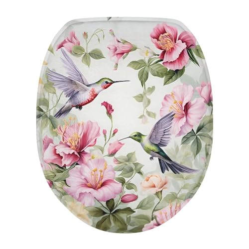 Uorisanigo Kolibri länglicher Toilettensitzbezug, weicher Toilettendeckel-Bezug für Badezimmer, Toilettensitz-Deckelbezug mit elastischem Band, passend für die meisten Uorisanigo Kolibri länglicher Toilettensitzbezug, weicher Toilettendeckel-Bezug für Badezimmer, Toilettensitz-Deckelbezug mit elastischem Band, passend für die meisten von Uorisanigo
