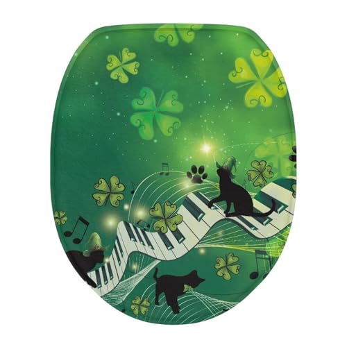 Uorisanigo Toilettensitzbezug mit schwarzer Katze, Klavier-Schlüsselwort, länglicher WC-Deckelbezug für Badezimmer, weicher und dicker Stoff, Toiletten-Tankabdeckung, St. Patrick's Day Dekorationen Uorisanigo Toilettensitzbezug mit schwarzer Katze, Klavier-Schlüsselwort, länglicher WC-Deckelbezug für Badezimmer, weicher und dicker Stoff, Toiletten-Tankabdeckung, St. Patrick's Day Dekorationen von Uorisanigo