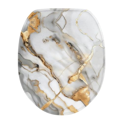 Uorisanigo Weißgoldfarbener Marmor-Toilettensitz-Deckelbezug, länglich, oval, weicher und bequemer Stoff, individueller Toilettensitzbezug, universeller Toilettendeckel, Staubschutz mit Gummiband Uorisanigo Weißgoldfarbener Marmor-Toilettensitz-Deckelbezug, länglich, oval, weicher und bequemer Stoff, individueller Toilettensitzbezug, universeller Toilettendeckel, Staubschutz mit Gummiband von Uorisanigo
