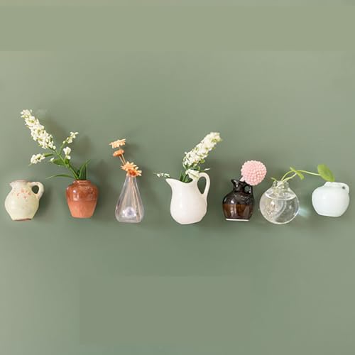 Mini Vase Magnets for Fridge, Mini Ceramic Vase Refrigerator Magnets, Cute Fridge Bouquet Sticker Set of 3, Kitchen Accessories Creative Ceramic Design Magnets (7 Pcs) von Uornwz