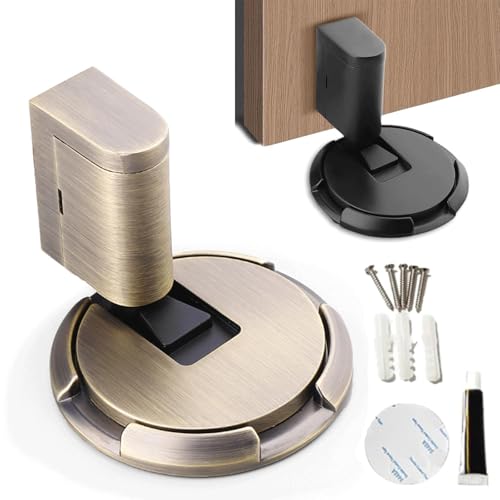 Pleasantk Door Wedge Stopper, 2025 Upgraded Windproof Door Stopper Wedge, Height Adjustable No Drill Door Holder, Magnetic Door Stopper with Screws and Adhesive for Home or Office (Bronze) von Uornwz