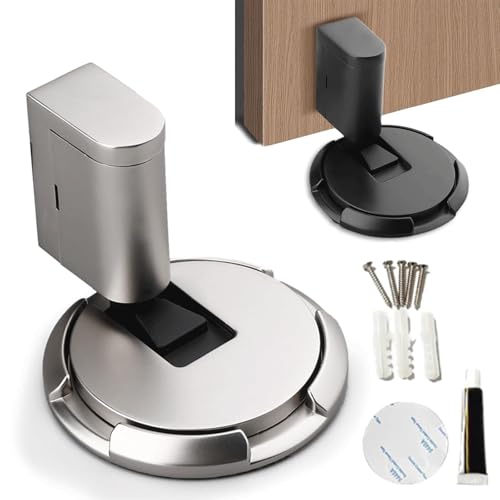 Pleasantk Door Wedge Stopper, 2025 Upgraded Windproof Door Stopper Wedge, Height Adjustable No Drill Door Holder, Magnetic Door Stopper with Screws and Adhesive for Home or Office (Silver) von Uornwz
