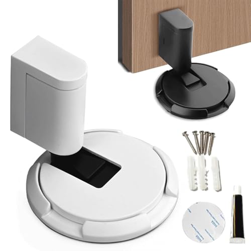 Pleasantk Door Wedge Stopper, 2025 Upgraded Windproof Door Stopper Wedge, Height Adjustable No Drill Door Holder, Magnetic Door Stopper with Screws and Adhesive for Home or Office (White) von Uornwz