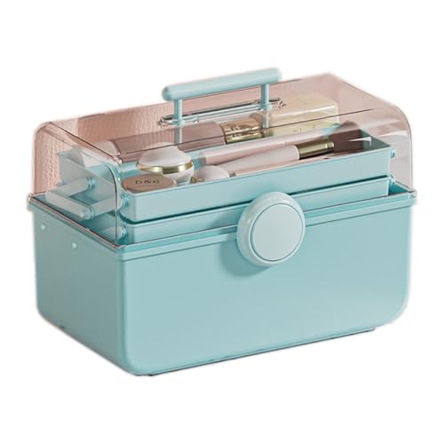 Uotyle 14in 3 Layer Multipurpose Storage Box/Craft Storage Boxes With Compartments/Plastic Tool Box/Medicine Storage Box/Hair Accessories Organiser/Sewing Box with 2 Trays (Extragroß Blau) von Uotyle