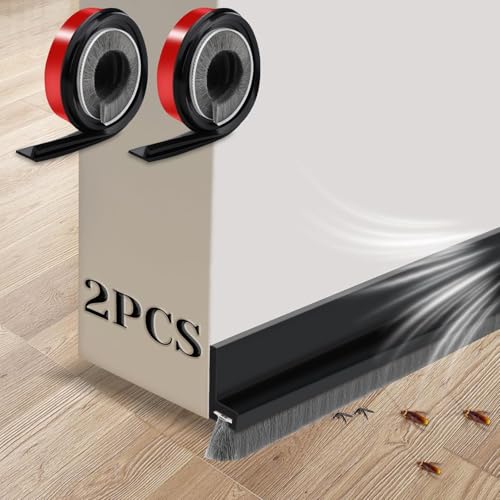 2 Stück 100 × 3 CM Türbürstendichtung Selbstklebend Schwarz von Uoww