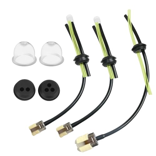 2 Stück Universal Dreiloch Benzinfilter Kit,Benzinschlauch Dichtung Für Motorsense, Erdbohrer Heckenschere Freischneider Enthält Primerbirne Und kraftstoffschläuche von Uoww