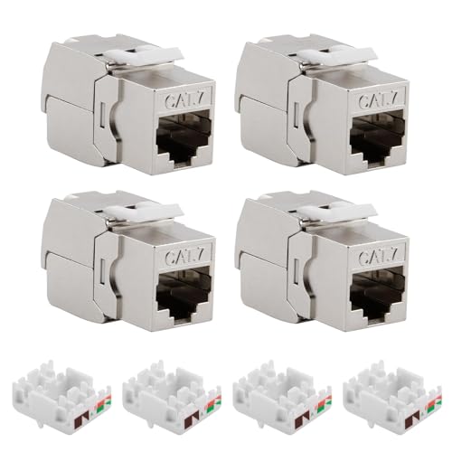 Uoww 4x CAT 7 Keystone Jack Modul Optimal, CAT 7 Keystone RJ45 Modul Buchse für LAN Kabel 10 Gbit/s bis 600 MHz AWG 22-24, STP Einbaubuchse für CAT6 CAT6a Patchpanel und Netzwerkdose (LSA) Uoww 4x CAT 7 Keystone Jack Modul Optimal, CAT 7 Keystone RJ45 Modul Buchse für LAN Kabel 10 Gbit/s bis 600 MHz AWG 22-24, STP Einbaubuchse für CAT6 CAT6a Patchpanel und Netzwerkdose (LSA) von Uoww