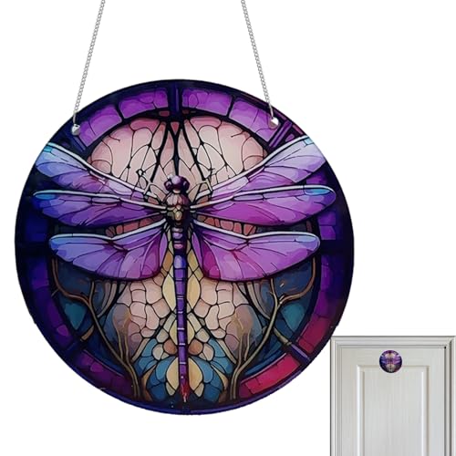 Uozonit Buntglas-Fensterpaneel zum Aufhängen, Fensterdekoration, Baum | Acryl Lebensbaum//Schmetterling Bunter Sonnenfänger,Fensterbehänge, Buntglas-Sonnenfänger für Heimdekoration, Partygeschenke, von Uozonit