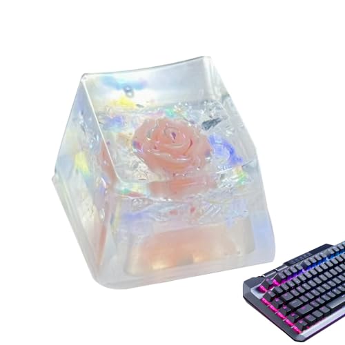 Uozonit Niedliche Harz-Tastenkappen, Tastaturkappen aus Kunstharz – Spieltastatur mit trockenen Blumen, glänzend, durchscheinend, Ersatz, SA-Profil, Kappe von Uozonit