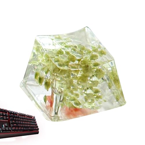 Uozonit Tastatur-Tastenkappen aus Kunstharz, Rücktaste, Blumen-Tastenkappen,Gypsophila Tastatur-Tastenkappe | Die -Tastatur glänzt durch die durchsichtige R4-Tastenkappe und verbessert das von Uozonit