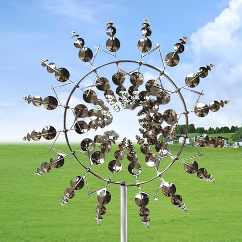 Windmühle Aus Metall, Metall Windmühle, Windspiel Magische Windmühle, Windmühle Garten Metall, Einzigartige Magische Rasen-Wind-Spinner für Hof und Garten Windfänger, 31×93cm von Uozonit