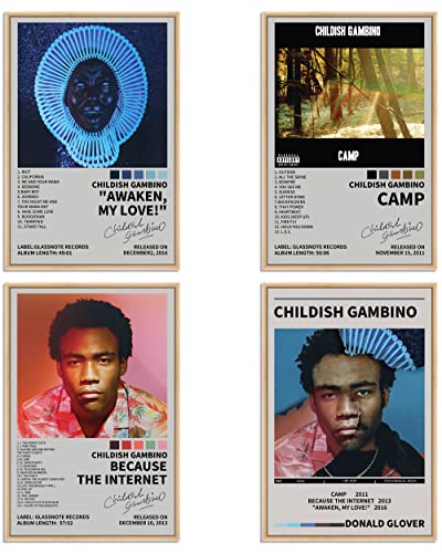 Uozylo Gambino-Poster, Musikalbum, Cover-Poster für Zimmer, ästhetisch, 4 Stück, Wohnheim, Wandkunst, Dekoration, 20,3 x 30,5 cm, ungerahmt von Uozylo