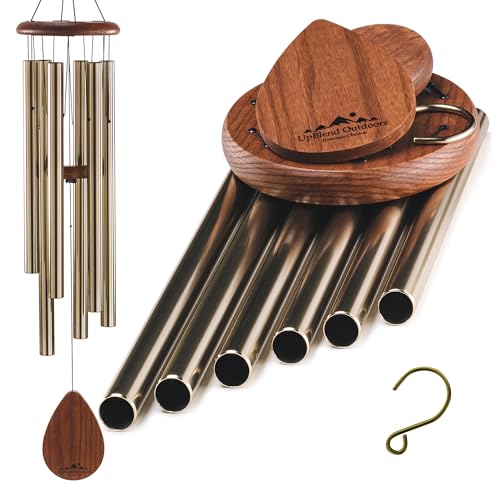 UpBlend Outdoors Large Wind Chime - The Classic Gold Havasu is 38” Total Length - Hand-Tuned and Beautiful as a Gift or for Your Patio, Garden, and Outdoor Home décor von UpBlend Outdoors