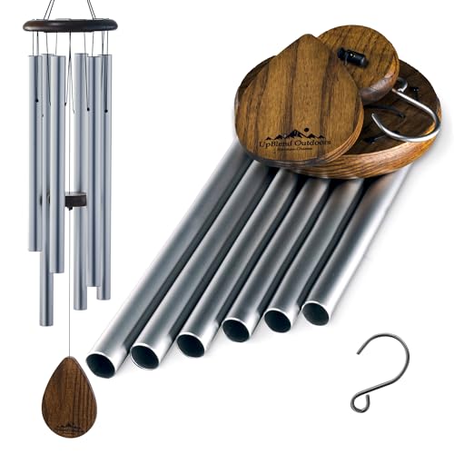 UpBlend Outdoors Large Wind Chime - The Classic Silver Havasu is 38” Total Length - Hand-Tuned and Beautiful as a Gift or for Your Patio, Garden, and Outdoor Home décor von UpBlend Outdoors