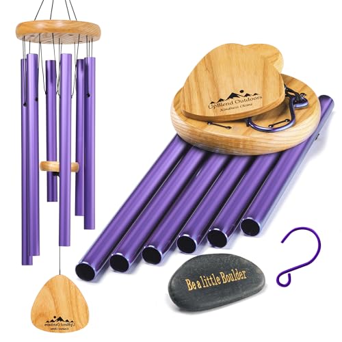 UpBlend Outdoors Windspiel für draußen – 73,7 cm silbernes Windspiel für draußen, harmonisches Windspiel für draußen, Windspiele für Mutter, Oma, Windspiel für sie von UpBlend Outdoors