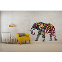 Elefant Mandala Aufkleber Wandaufkleber Bunte Elefanten Home Wall Decor Wandtattoo Kunst Muster von UpGreat