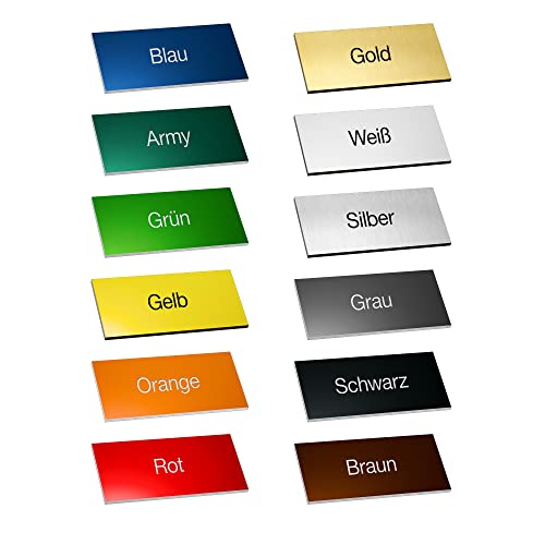 1x Namensschild selbstklebend - 12 versch. Farben - MADE IN GERMANY - 0,8mm dick - Namensschild für Haustür und Briefkasten - Klingelschild wetterfest - Hochwertiges Türschild/Briefkastenschild von UpSide Minds