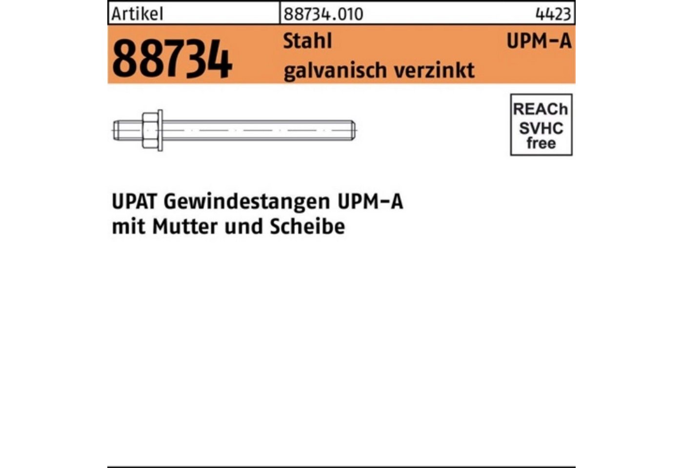 Upat Gewindestange 100er Pack Ankerstange R 88734 UPM-A M16/200 Stahl galv.verz. 10 Stüc von Upat