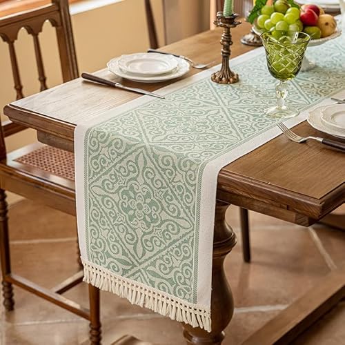 Tischläufer modern, Mode Tischdecke, Tischläufer Outdoor Tischdeko, Table Runner, Esstisch deko, Tischläufer abwaschbar, Festliche Partydekoration (35x180 cm Grün) von Upchase