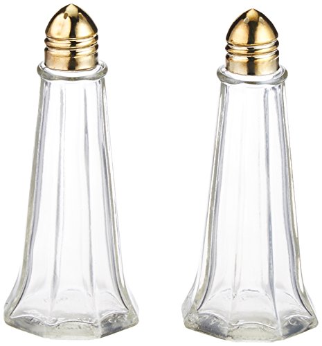 1 oz (Unze) Classic Tower Style Salz-& Pfefferstreuer, Restaurant Shaker, poliert gold Top, Glas Body – Set von 2 von Update International