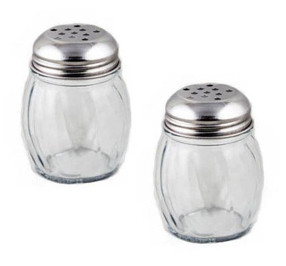 Update International SK-RPF New 6 oz. Swirl Glass Cheese Shaker, Pepper Spice Shaker with Perforated Stainless Steel Lid by Update International von Update International