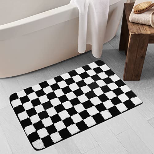 Uphome Badezimmerteppich, Schwarz und Weiß kariert, rutschfest, wasserabsorbierend, Badematte, weiche Mikrofaser, maschinenwaschbar, Fußmatten für Badewanne, Badezimmer, Fußmatte, 50.8x78.7 cm Uphome Badezimmerteppich, Schwarz und Weiß kariert, rutschfest, wasserabsorbierend, Badematte, weiche Mikrofaser, maschinenwaschbar, Fußmatten für Badewanne, Badezimmer, Fußmatte, 50.8x78.7 cm von Uphome