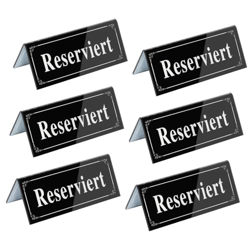 Upifen 6 Stück Acryl Reserviert schilder Tischschild 12 * 6cm Reservierte Tischkarten Gastreservierung Tisch-Sitzschild Für Restaurant Hochzeit Sitzreservierung von Upifen