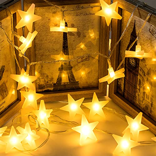 Uping Led Lichterkette Sterne 30er Batterienbetriebene für Party, Garten, Weihnachten, Halloween, Hochzeit, Beleuchtung Deko usw. 4,5M warm weiß von Uping