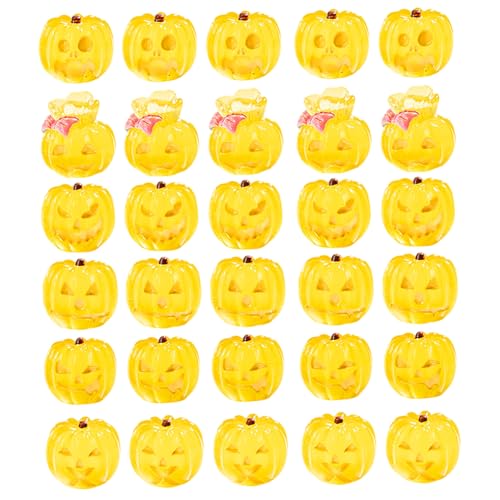 30pcs Halloween Kürbisse leuchten in den dunklen Mini -Kürbissen für Handwerksharz leuchtende Halloween -Figuren für Gartenpuppenhaus -Tischdekoration (zufällige Stile) von Upiulote