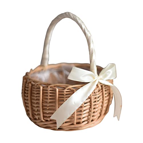 Blumenmädchenkorb mit Griff gewebter Willow Korb Korb Rattan Blumen Süßigkeit Aufbewahrung für Hochzeitsfeier -Dekor White Wicker mit Griff Blumenmädchenkorb mit Griff gewebter Willow Korb Korb Rattan Blumen Süßigkeit Aufbewahrung für Hochzeitsfeier -Dekor White Wicker mit Griff von Upiulote