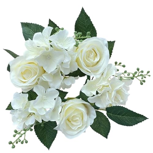 Kerzenringe Kränze 4 Zoll Zentrum künstlicher Rosenkerzenkranz Seidenblume Weihnachtsringe für Hochzeit Kernstück Party Home Tischdekor Weiß Kerzenringe Kränze 4 Zoll Zentrum künstlicher Rosenkerzenkranz Seidenblume Weihnachtsringe für Hochzeit Kernstück Party Home Tischdekor Weiß von Upiulote