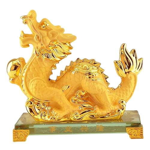 Upiulote Chinesische Tierkreis Figur für Reichtum und viel Glück, Harztierstatue Sammlung für Home Office Desk Decor, Drache Upiulote Chinesische Tierkreis Figur für Reichtum und viel Glück, Harztierstatue Sammlung für Home Office Desk Decor, Drache von Upiulote